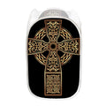 Gold Celtic Knot Cross Print Mesh Laundry Hamper