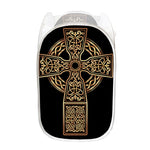Gold Celtic Knot Cross Print Mesh Laundry Hamper