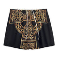 Gold Celtic Knot Cross Print Mesh Shorts