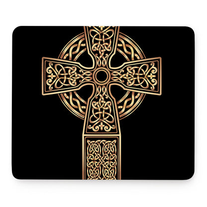 Gold Celtic Knot Cross Print Mouse Pad