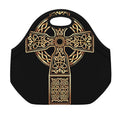 Gold Celtic Knot Cross Print Neoprene Lunch Bag