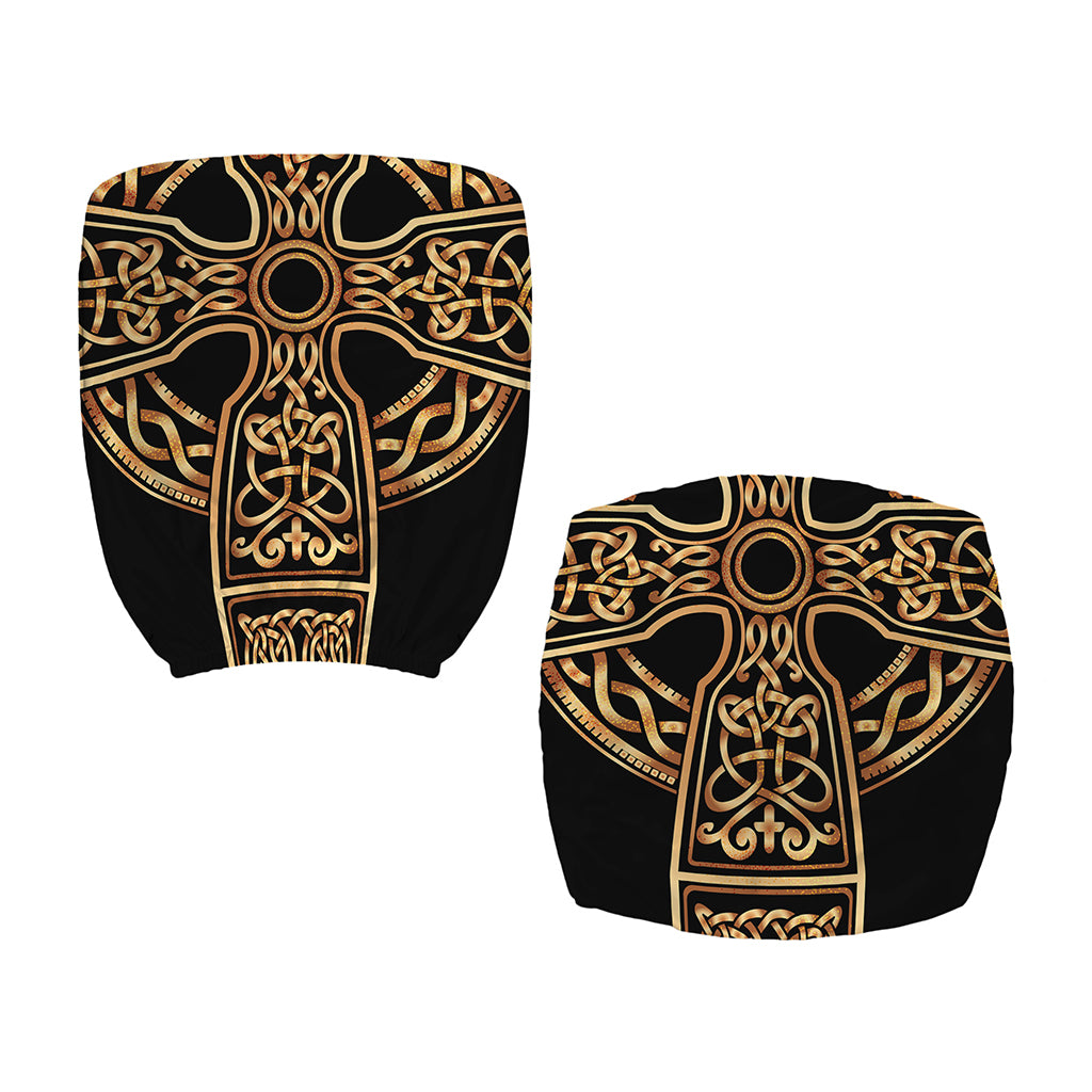 Gold Celtic Knot Cross Print Office Chair Cover