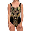 Gold Celtic Knot Cross Print One Piece Swimsuit