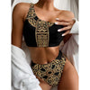 Gold Celtic Knot Cross Print One Shoulder Bikini Top