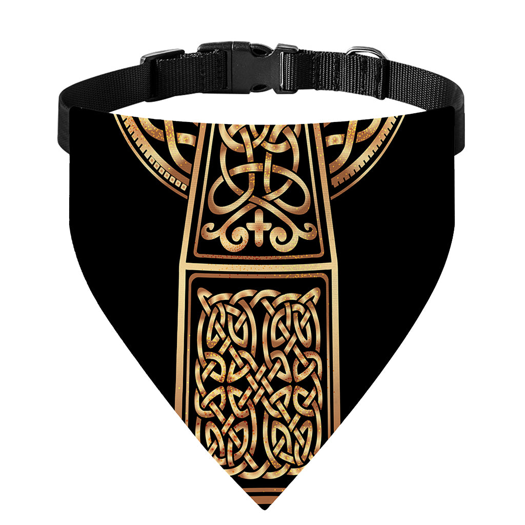 Gold Celtic Knot Cross Print Over The Collar Dog Bandana