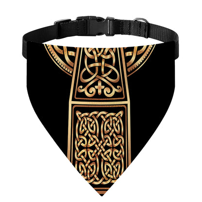 Gold Celtic Knot Cross Print Over The Collar Dog Bandana