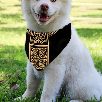 Gold Celtic Knot Cross Print Over The Collar Dog Bandana
