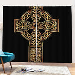 Gold Celtic Knot Cross Print Pencil Pleat Curtains