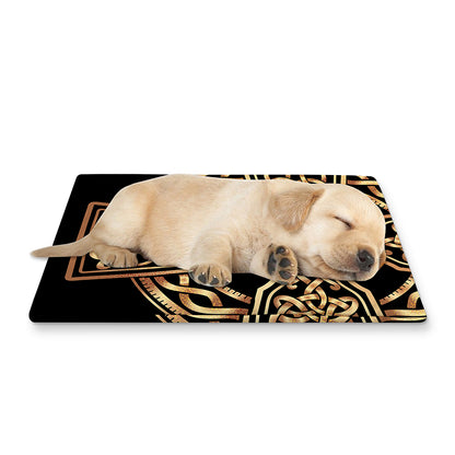 Gold Celtic Knot Cross Print Pet Cooling Mat Cover