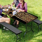 Gold Celtic Knot Cross Print Picnic Table Cover