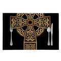 Gold Celtic Knot Cross Print Placemat