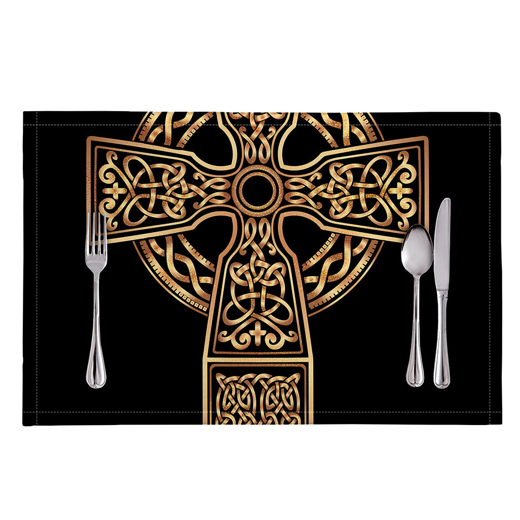 Gold Celtic Knot Cross Print Placemat
