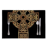 Gold Celtic Knot Cross Print Placemat