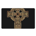 Gold Celtic Knot Cross Print Polyester Doormat