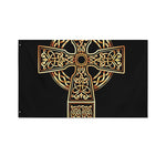 Gold Celtic Knot Cross Print Polyester Flag