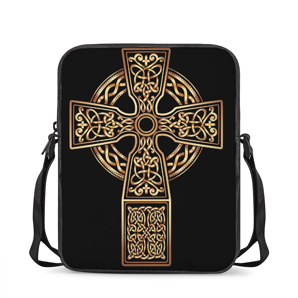 Gold Celtic Knot Cross Print Rectangular Crossbody Bag