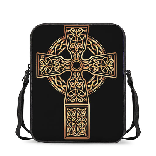 Gold Celtic Knot Cross Print Rectangular Crossbody Bag