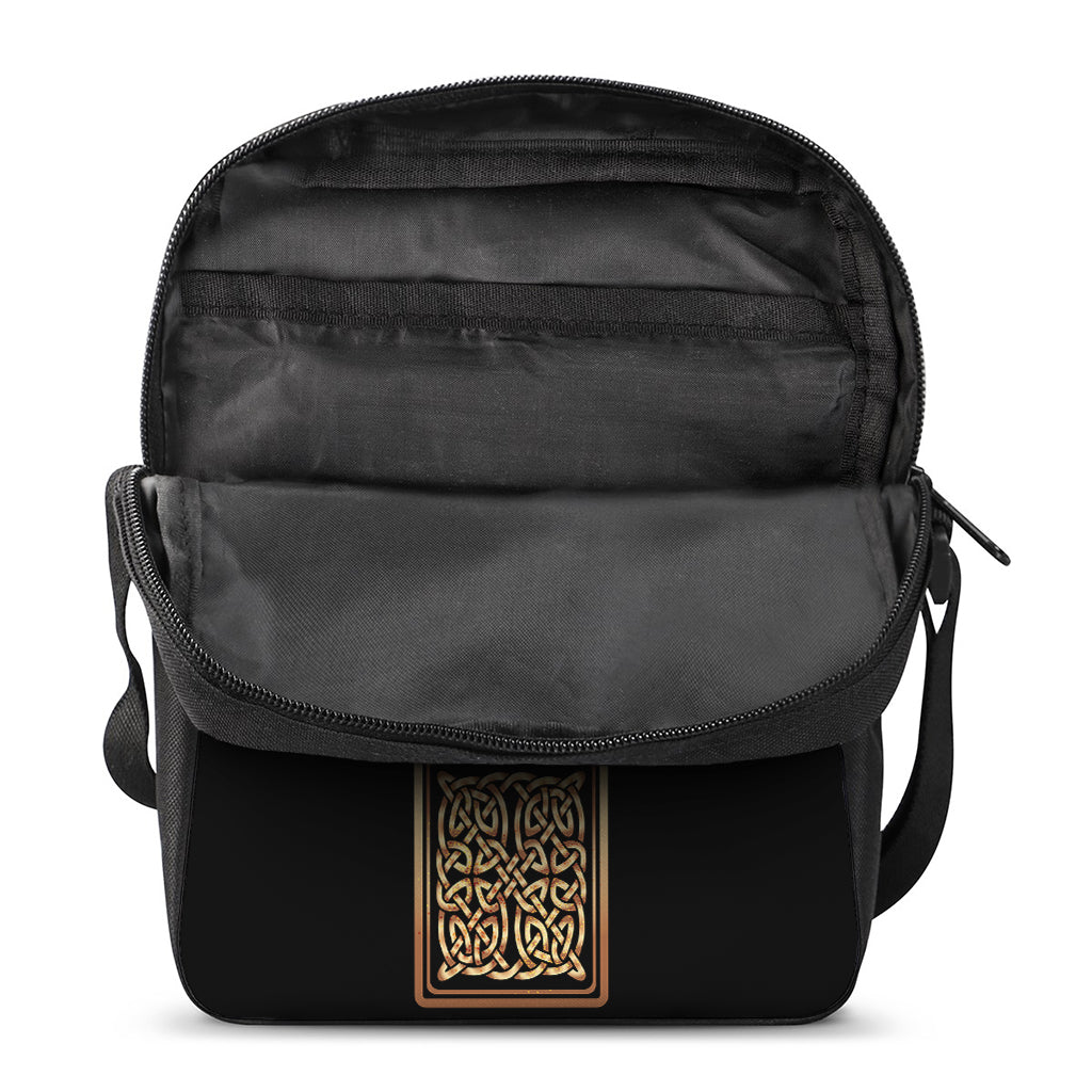 Gold Celtic Knot Cross Print Rectangular Crossbody Bag