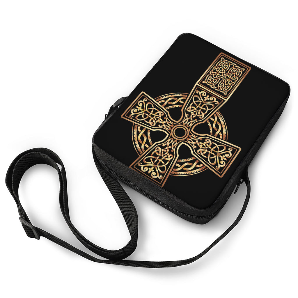 Gold Celtic Knot Cross Print Rectangular Crossbody Bag