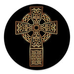 Gold Celtic Knot Cross Print Round Floor Mat
