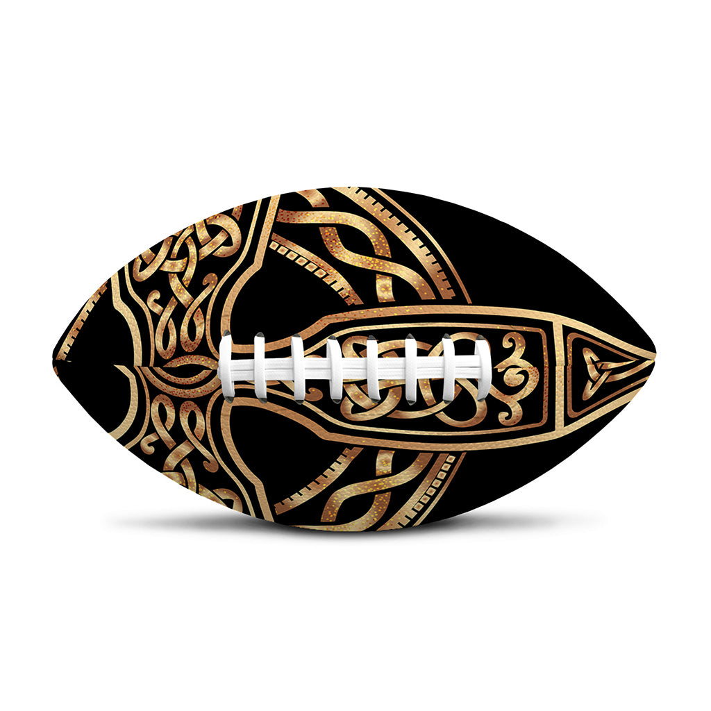 Gold Celtic Knot Cross Print Rugby Ball
