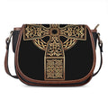 Gold Celtic Knot Cross Print Saddle Bag