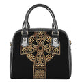 Gold Celtic Knot Cross Print Shoulder Handbag