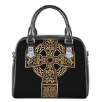 Gold Celtic Knot Cross Print Shoulder Handbag