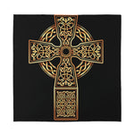 Gold Celtic Knot Cross Print Silk Bandana
