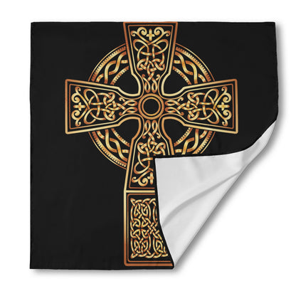Gold Celtic Knot Cross Print Silk Bandana