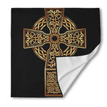 Gold Celtic Knot Cross Print Silk Bandana