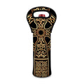 Gold Celtic Knot Cross Print Single Neoprene Wine Tote