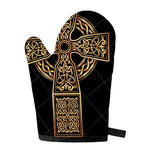 Gold Celtic Knot Cross Print Single Oven Mitt