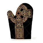 Gold Celtic Knot Cross Print Single Oven Mitt