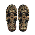 Gold Celtic Knot Cross Print Slippers