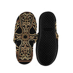 Gold Celtic Knot Cross Print Slippers