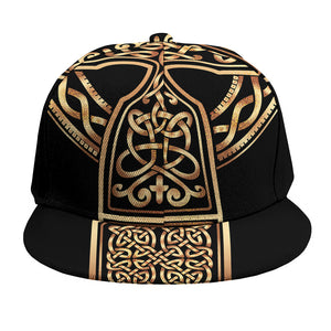 Gold Celtic Knot Cross Print Snapback Cap