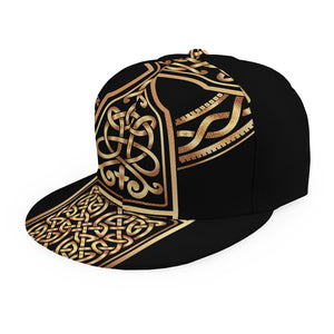 Gold Celtic Knot Cross Print Snapback Cap