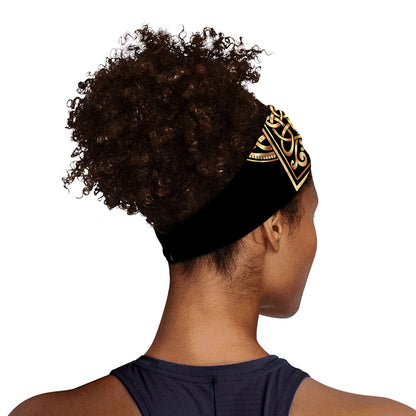 Gold Celtic Knot Cross Print Sports Headband