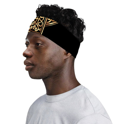 Gold Celtic Knot Cross Print Sports Headband