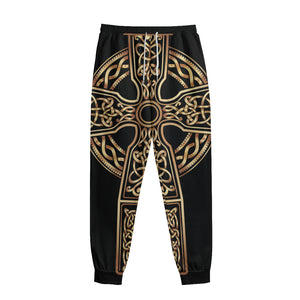 Gold Celtic Knot Cross Print Sweatpants