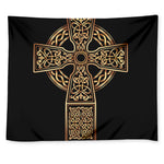 Gold Celtic Knot Cross Print Tapestry