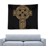 Gold Celtic Knot Cross Print Tapestry