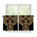 Gold Celtic Knot Cross Print Tier Curtains