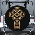 Gold Celtic Knot Cross Print Tire Cover