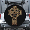 Gold Celtic Knot Cross Print Tire Cover With Camera Hole