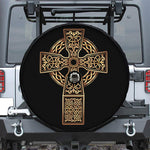 Gold Celtic Knot Cross Print Tire Cover With Camera Hole