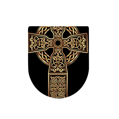 Gold Celtic Knot Cross Print Toilet Lid Cover