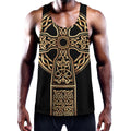 Gold Celtic Knot Cross Print Men's Workout Tank Top