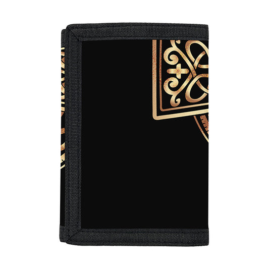 Gold Celtic Knot Cross Print Trifold Wallet